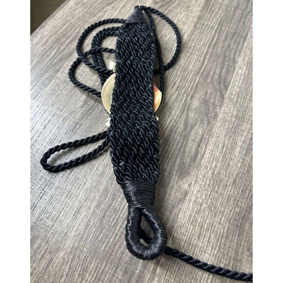 Vintage Shell Belt Women\'s Size XL 49in Black Macrame Adjustable SeaShell Rope main image 5